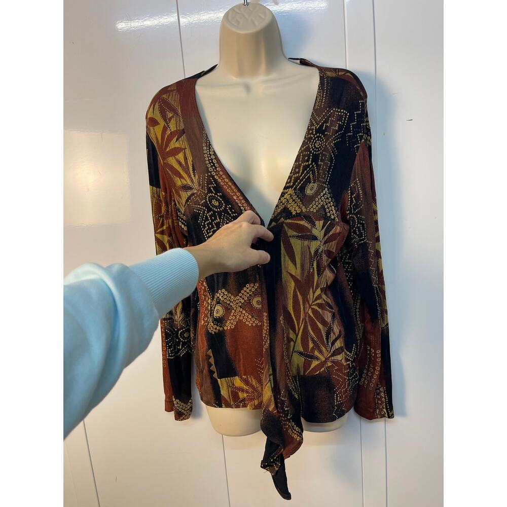 Chico’s Travelers Fall Vibe Open Front‎ Long Sleeve Cardigan Multicolor Size 1